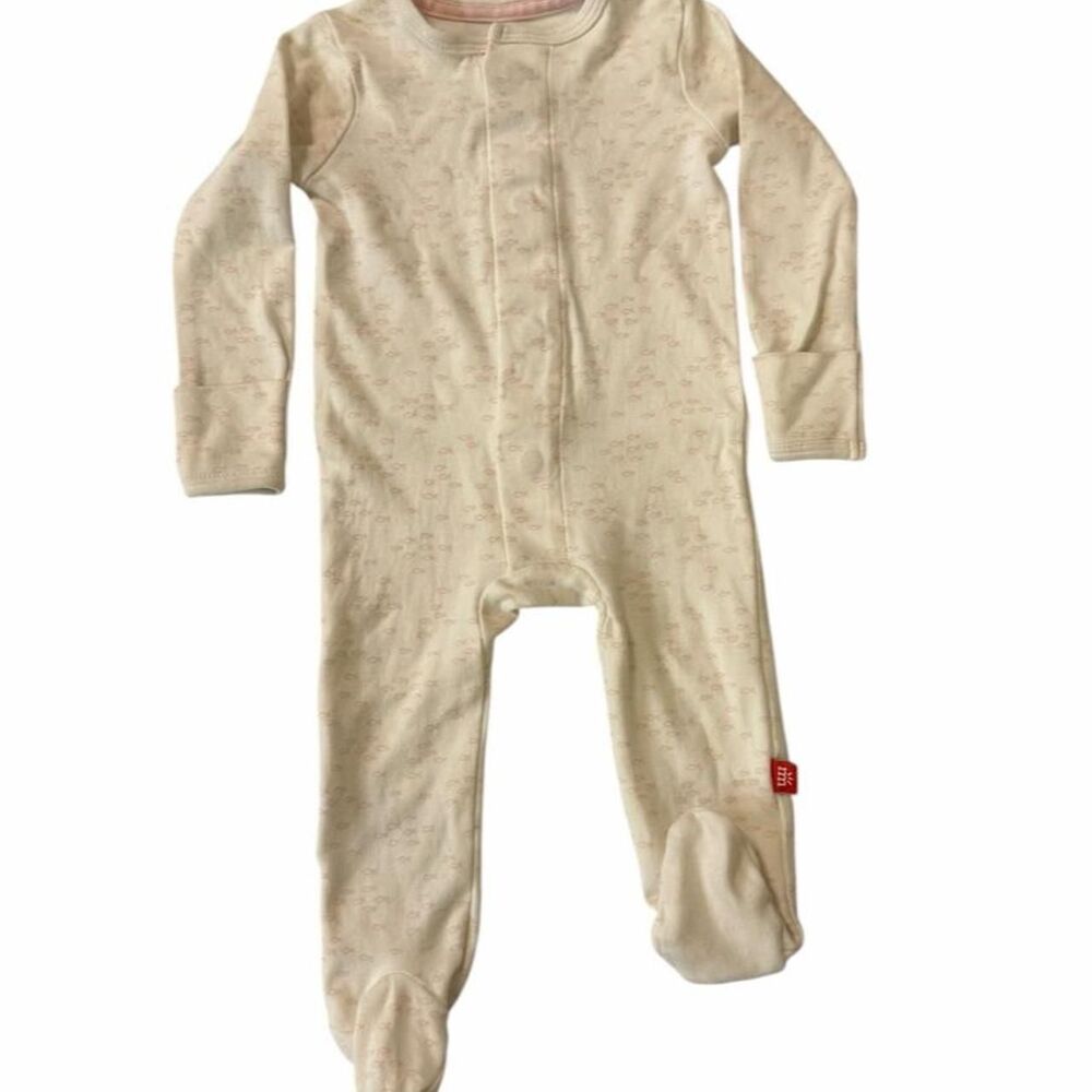 Magnetic Me pink and white baby onesie with tiny fish
